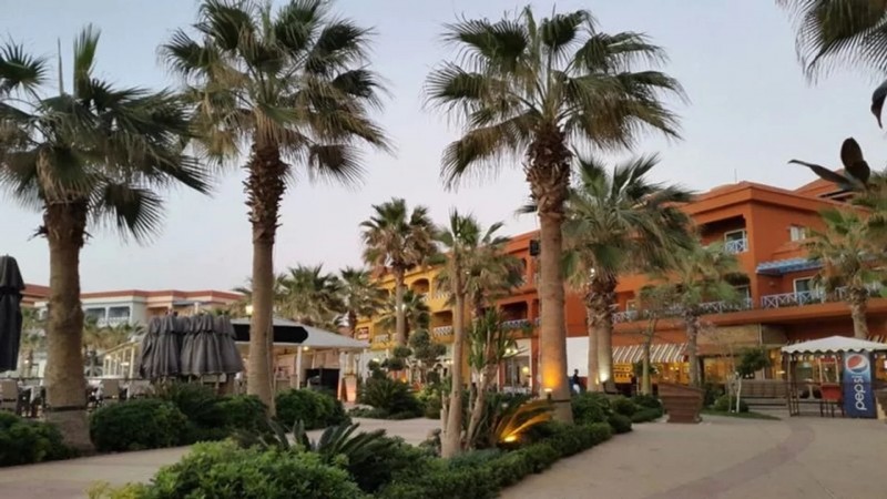 Außenansicht Junada Hotel in Tartous in Syrien mit Palmen