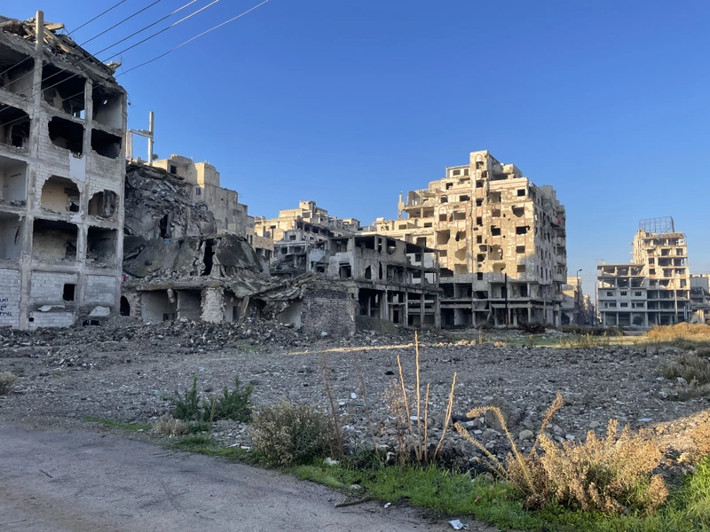 Zerstörte Häuser in Homs in Syrien